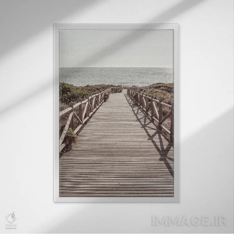 تابلو دکوراتیو ساحل شماره ۳ اثر استودیو ۱ایکس ۳ - نمای قابدار سفید