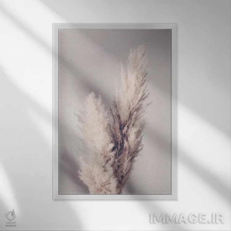 تابلو دکوراتیو علف پامپاس اثر استودیو ۱ایکس ۳ - نمای قابدار سفید