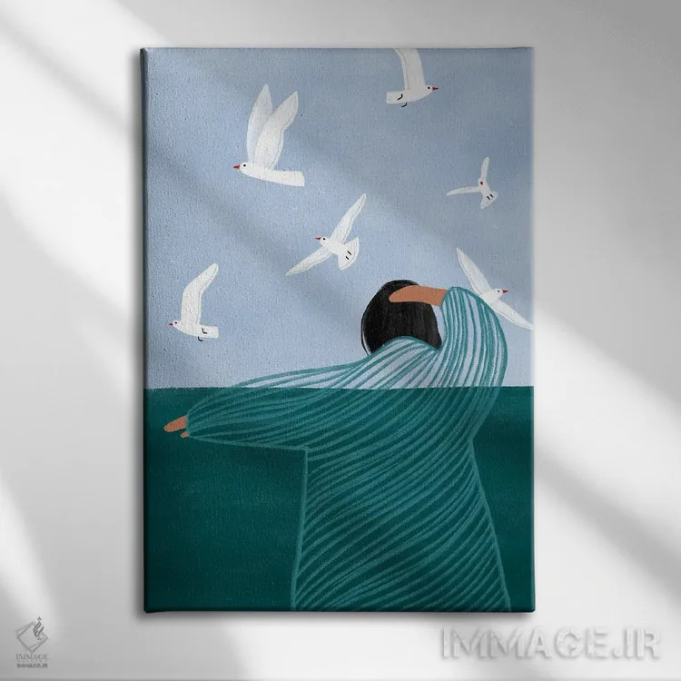 تابلو مدرن کنار دریا اثر بیا مولر - نمای روبهرو روی دیوار