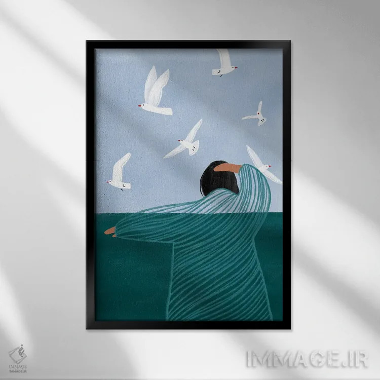 تابلو مدرن کنار دریا اثر بیا مولر - نمای قابدار مشکی