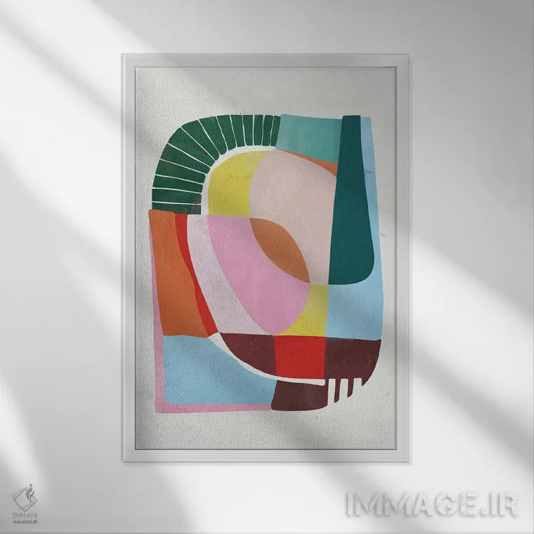 تابلو انتزاعی خوشبختی ۱ اثر الن گروپ - نمای قابدار سفید