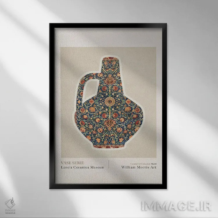 تابلو مینیمال ویلیام موریس یونانی ۴ اثر امـل تونابویلو - نمای قابدار مشکی