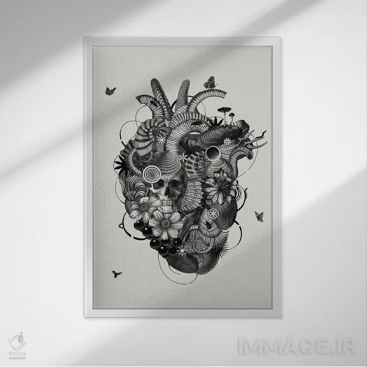 تابلو دکوراتیو قلب اثر جکو پوتکر - نمای قابدار سفید