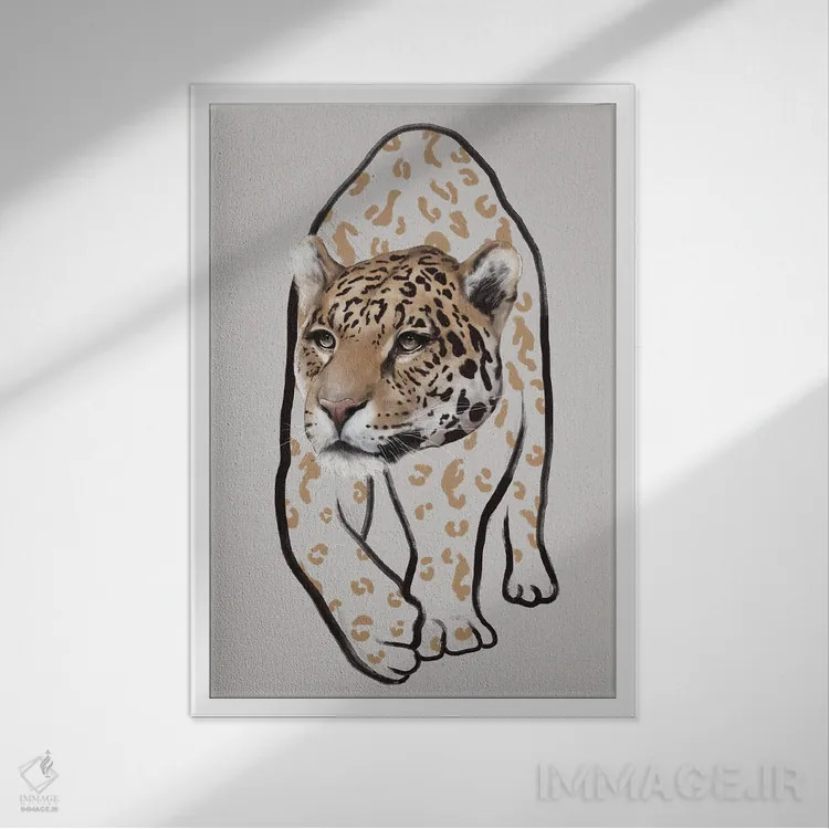 تابلو مینیمال لئوپاردو ۲ اثر گابریلا روبرگ - نمای قابدار سفید
