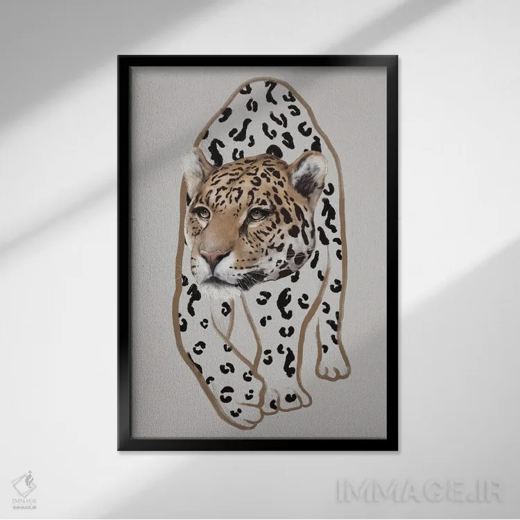 تابلو مینیمال لئوپاردو ۱ اثر گابریلا روبرگ - نمای قابدار مشکی