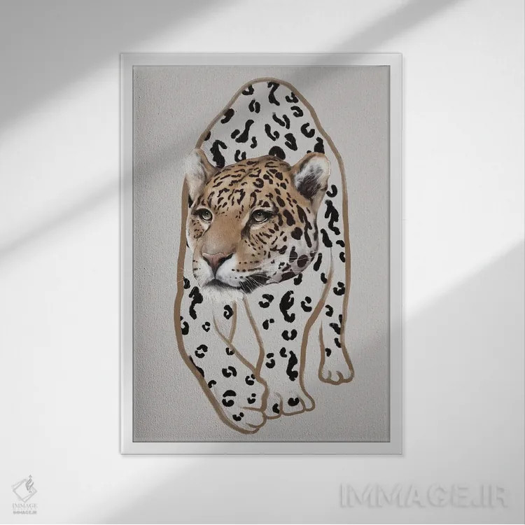 تابلو مینیمال لئوپاردو ۱ اثر گابریلا روبرگ - نمای قابدار سفید