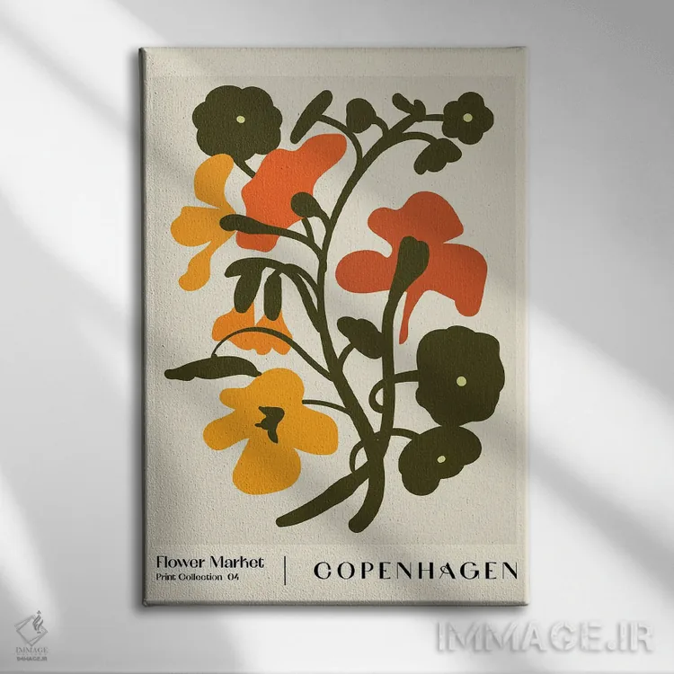 تابلو مینیمال بازار گل. کپنهاگ اثر ان کی تی ان - نمای روبهرو روی دیوار