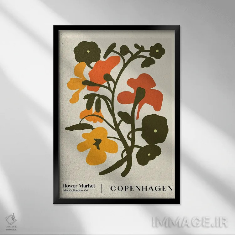 تابلو مینیمال بازار گل. کپنهاگ اثر ان کی تی ان - نمای قابدار مشکی