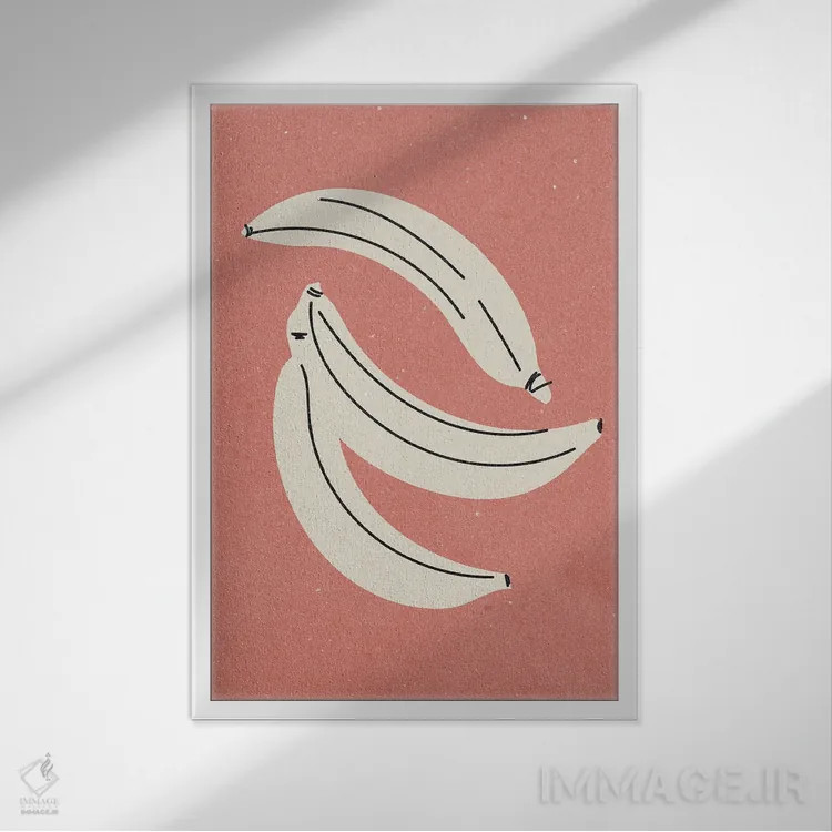 تابلو مینیمال موز اثر ان کی تی ان - نمای قابدار سفید