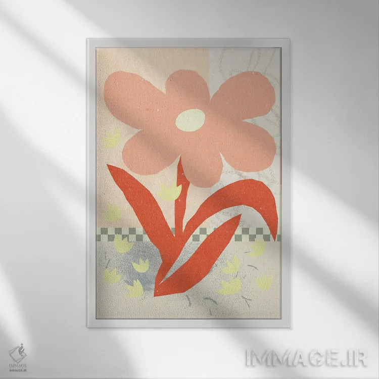 تابلو مینیمال ترکیب گل ها ۱ اثر ان کی تی ان - نمای قابدار سفید