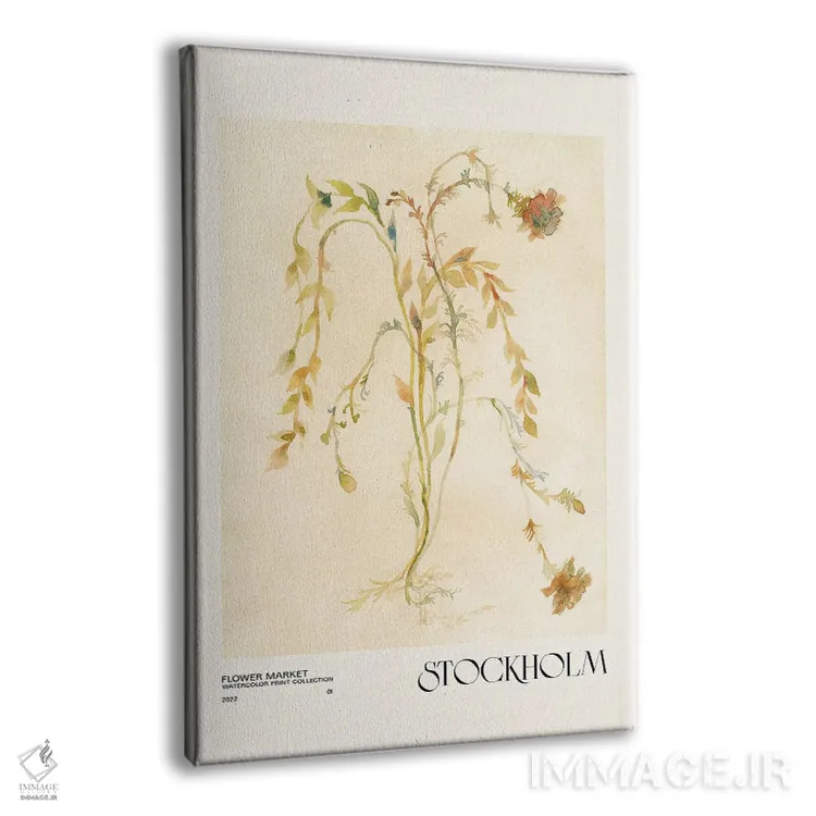 تابلو مینیمال مجموعه چاپ آبرنگ. بازار گل اثر ان کی تی ان - نمای پرسپکتیو محصول