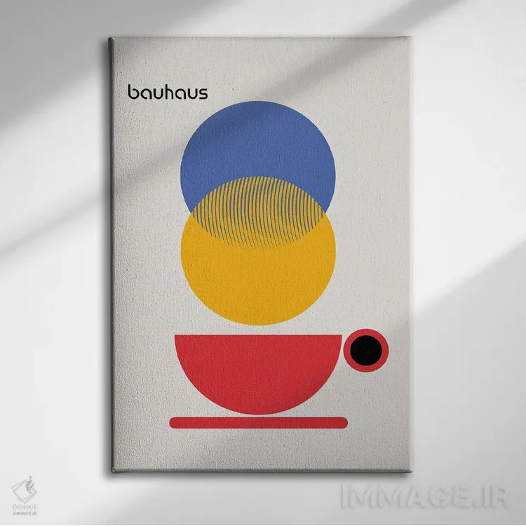 تابلو انتزاعی کافی شاپ باوهاوس انتزاعی اثر رتردروم - نمای روبهرو روی دیوار