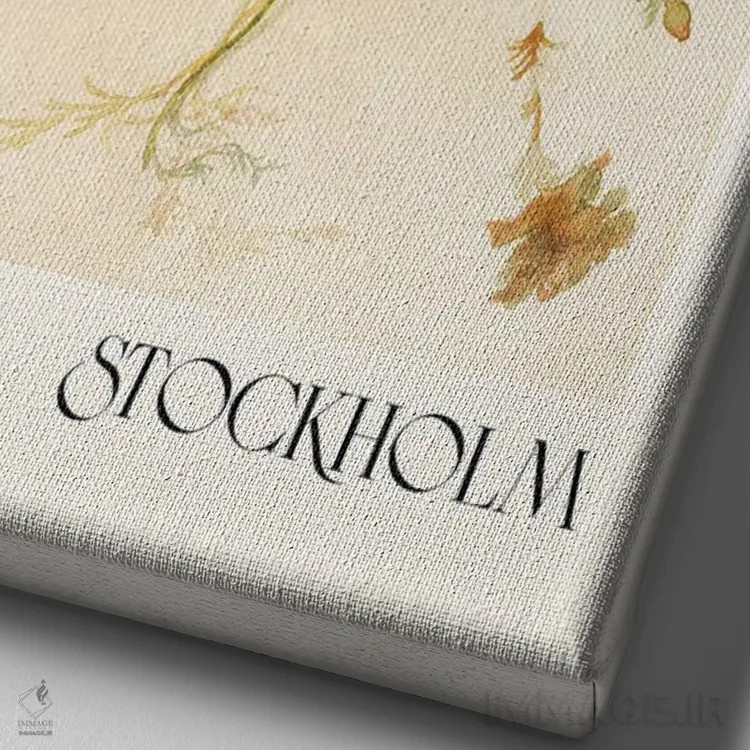 تابلو مینیمال مجموعه چاپ آبرنگ. بازار گل اثر ان کی تی ان - نمای نزدیک بافت بوم