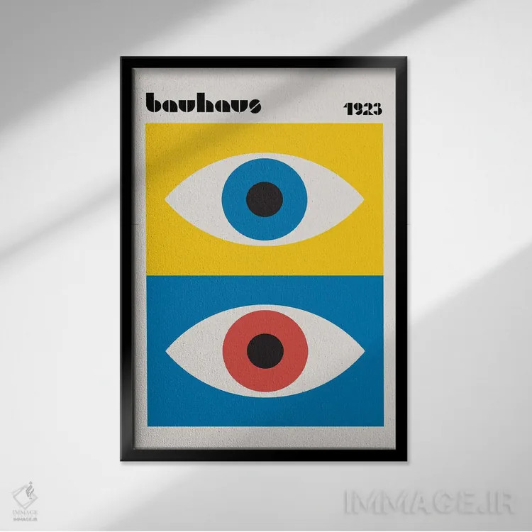 تابلو انتزاعی چشم های انتزاعی باوهاوس اثر رتردروم - نمای قابدار مشکی