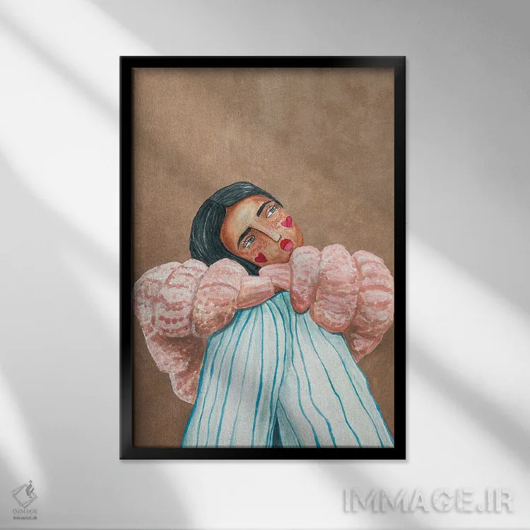 تابلو دکوراتیو دختر رویاپرداز اثر رایسا اولتمانز - نمای قابدار مشکی