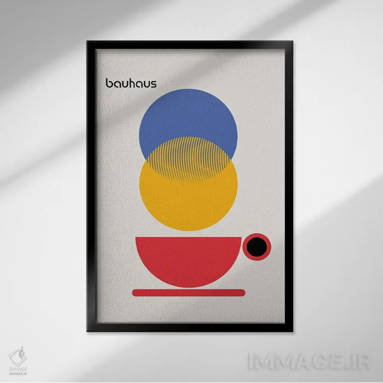 تابلو انتزاعی کافی شاپ باوهاوس انتزاعی اثر رتردروم - نمای قابدار مشکی