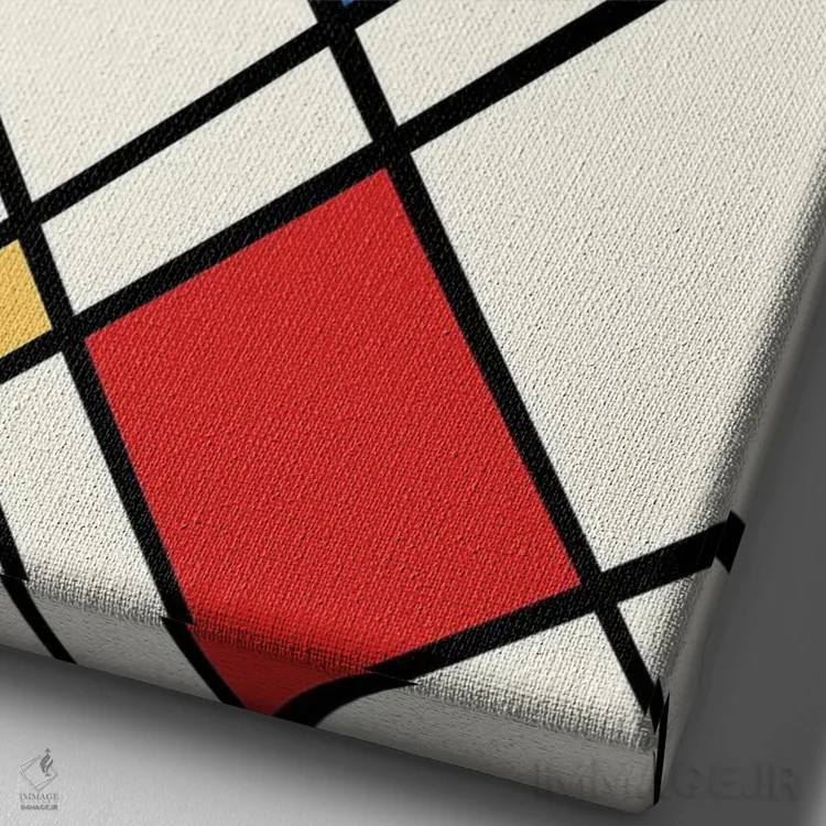 تابلو انتزاعی طرح هندسی باوهاوس رترو II اثر رتردروم - نمای نزدیک بافت بوم