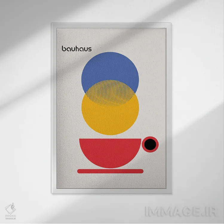 تابلو انتزاعی کافی شاپ باوهاوس انتزاعی اثر رتردروم - نمای قابدار سفید