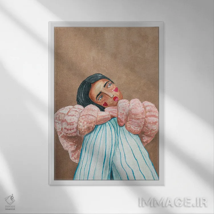 تابلو دکوراتیو دختر رویاپرداز اثر رایسا اولتمانز - نمای قابدار سفید