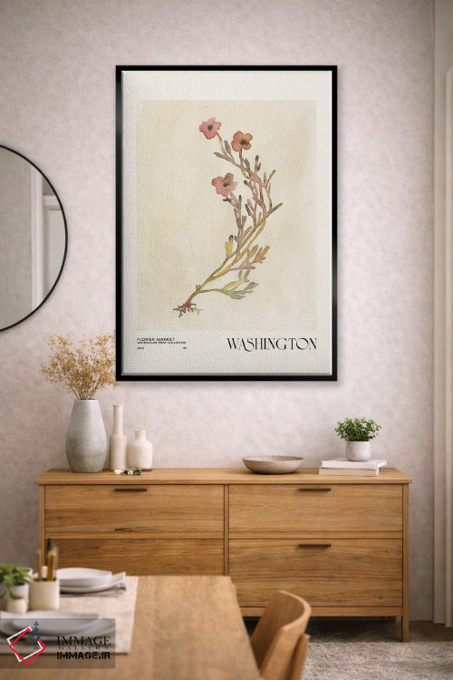 تابلو مینیمال مجموعه چاپ آبرنگ. بازار گل اثر ان کی تی ان - D1B