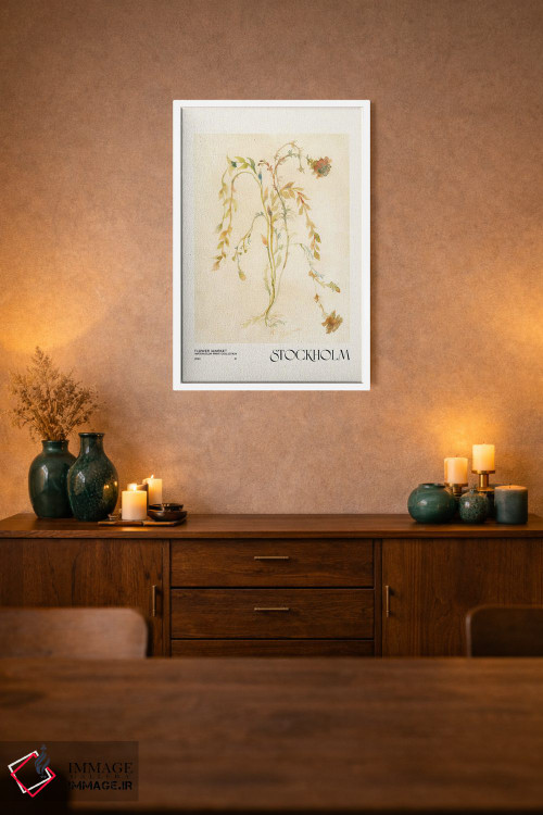 تابلو مینیمال مجموعه چاپ آبرنگ. بازار گل اثر ان کی تی ان - D1W