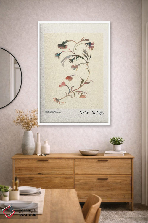 تابلو مینیمال مجموعه چاپ آبرنگ. بازار گل اثر ان کی تی ان - D1W