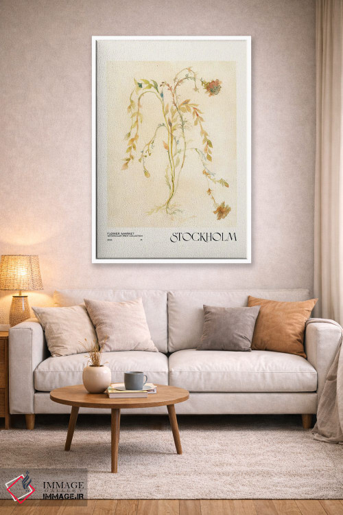 تابلو مینیمال مجموعه چاپ آبرنگ. بازار گل اثر ان کی تی ان - D2W