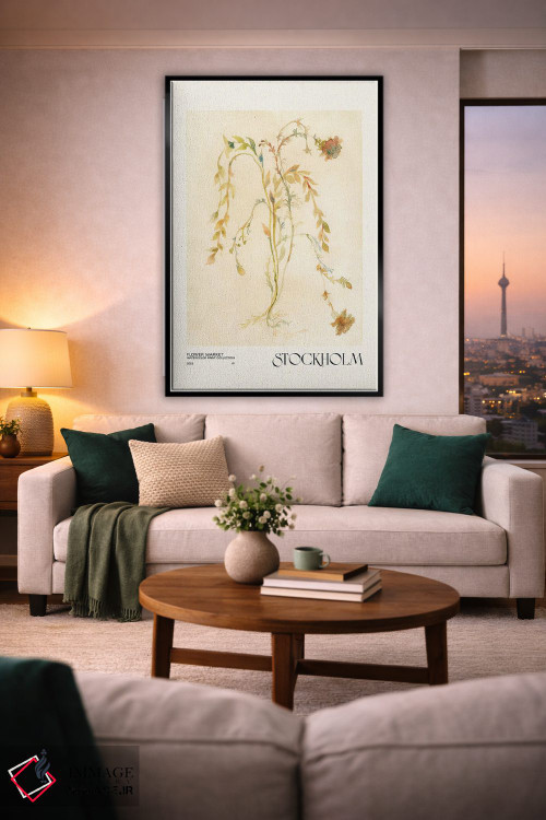 تابلو مینیمال مجموعه چاپ آبرنگ. بازار گل اثر ان کی تی ان - D3B