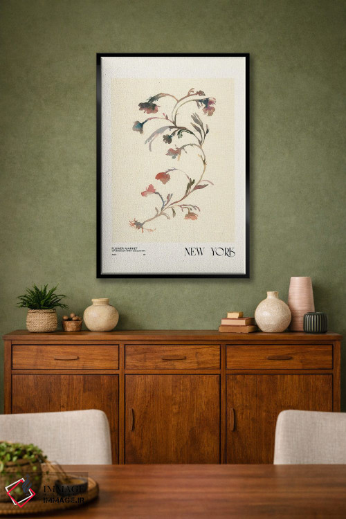 تابلو مینیمال مجموعه چاپ آبرنگ. بازار گل اثر ان کی تی ان - D2B