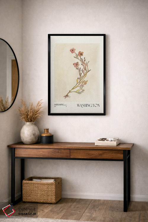 تابلو مینیمال مجموعه چاپ آبرنگ. بازار گل اثر ان کی تی ان - D4B