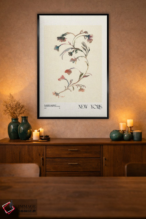 تابلو مینیمال مجموعه چاپ آبرنگ. بازار گل اثر ان کی تی ان - D3B