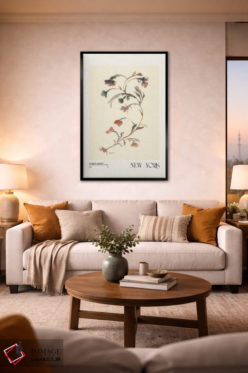 تابلو مینیمال مجموعه چاپ آبرنگ. بازار گل اثر ان کی تی ان - D4B