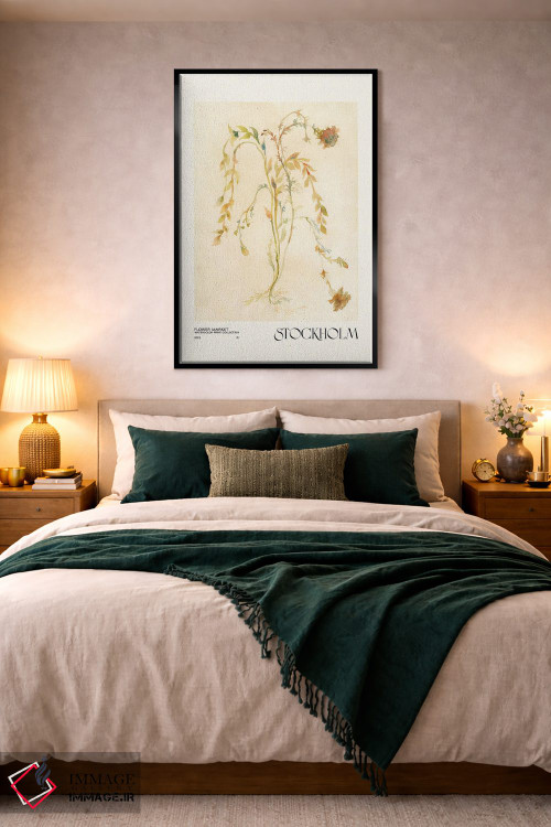 تابلو مینیمال مجموعه چاپ آبرنگ. بازار گل اثر ان کی تی ان - D5B