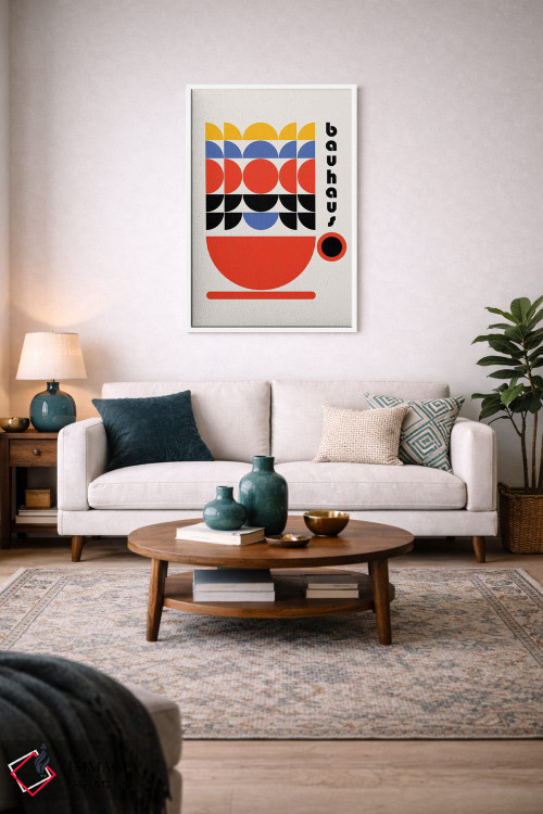 تابلو انتزاعی دکور کافی شاپ باوهاوس دهه ۷۰ اثر رتردروم - D3W