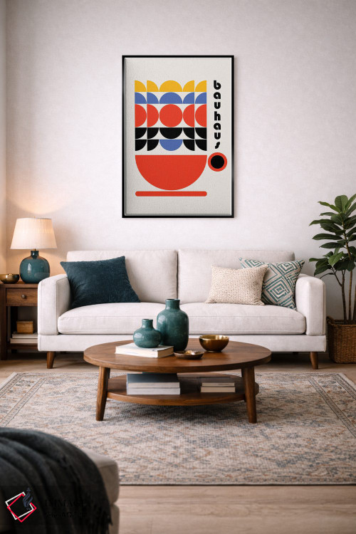 تابلو انتزاعی دکور کافی شاپ باوهاوس دهه ۷۰ اثر رتردروم - D4B