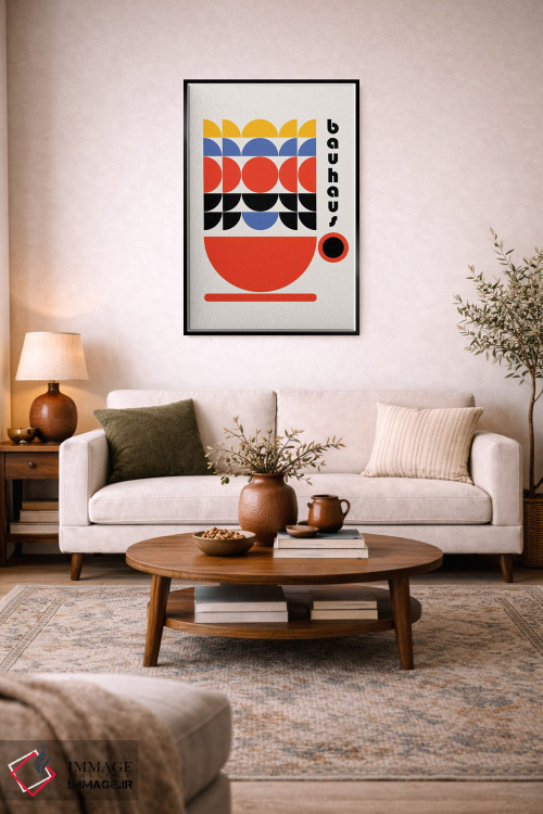 تابلو انتزاعی دکور کافی شاپ باوهاوس دهه ۷۰ اثر رتردروم - D5B