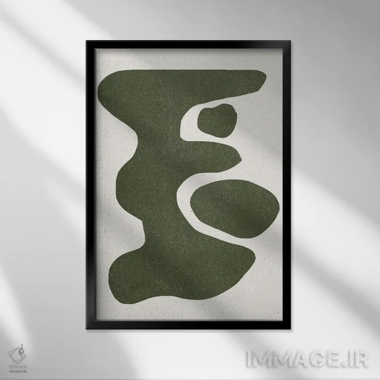 تابلو انتزاعی اشکال انتزاعی رترو اثر استودیو می یوس - نمای قابدار مشکی