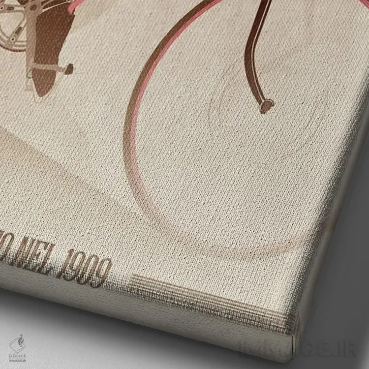 تابلو دکوراتیو دوچرخه سوار سبک کلاسیک جیرو دیتالیا روی دوچرخه اثر وایات ۹ - نمای نزدیک بافت بوم