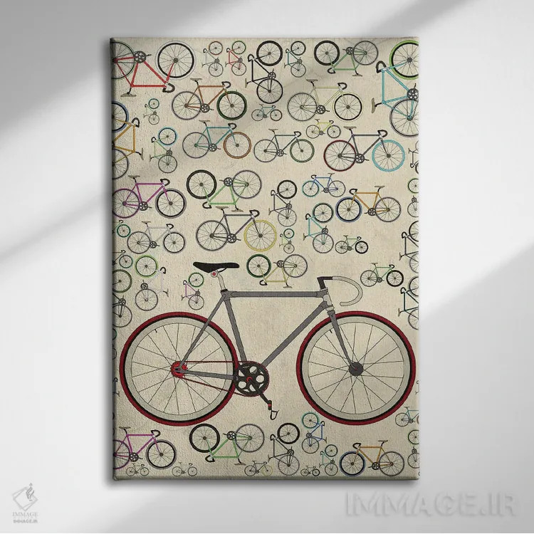 تابلو مینیمال دوچرخه های فیکسی اثر وایات ۹ - نمای روبهرو روی دیوار