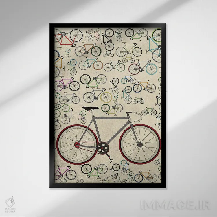تابلو مینیمال دوچرخه های فیکسی اثر وایات ۹ - نمای قابدار مشکی