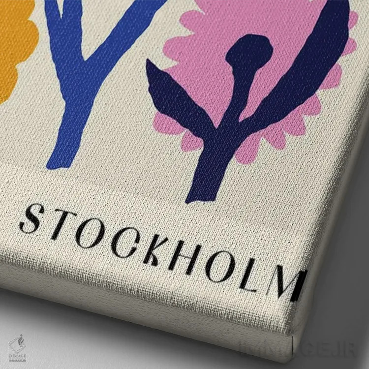 تابلو مینیمال بازار گل استکهلم ۲ اثر ان کی تی ان - نمای نزدیک بافت بوم