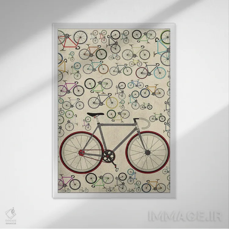 تابلو مینیمال دوچرخه های فیکسی اثر وایات ۹ - نمای قابدار سفید