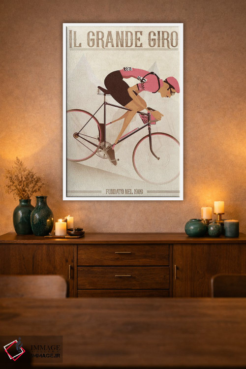 تابلو دکوراتیو دوچرخه سوار سبک کلاسیک جیرو دیتالیا روی دوچرخه اثر وایات ۹ - D1W