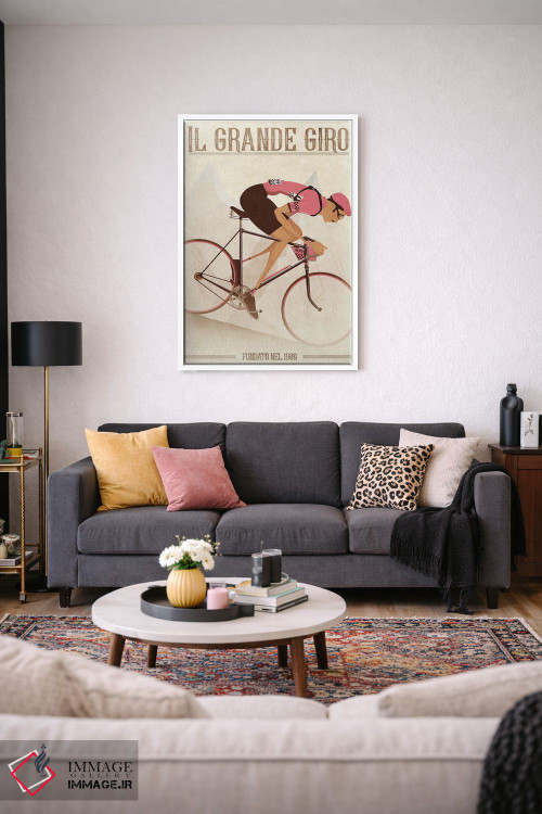 تابلو دکوراتیو دوچرخه سوار سبک کلاسیک جیرو دیتالیا روی دوچرخه اثر وایات ۹ - D3W