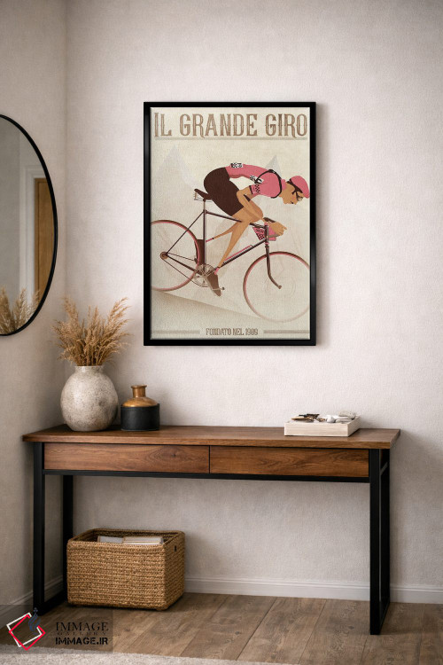 تابلو دکوراتیو دوچرخه سوار سبک کلاسیک جیرو دیتالیا روی دوچرخه اثر وایات ۹ - D5B