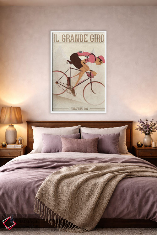 تابلو دکوراتیو دوچرخه سوار سبک کلاسیک جیرو دیتالیا روی دوچرخه اثر وایات ۹ - D4W