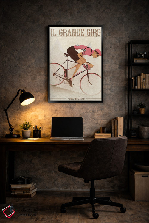 تابلو دکوراتیو دوچرخه سوار سبک کلاسیک جیرو دیتالیا روی دوچرخه اثر وایات ۹ - D6B