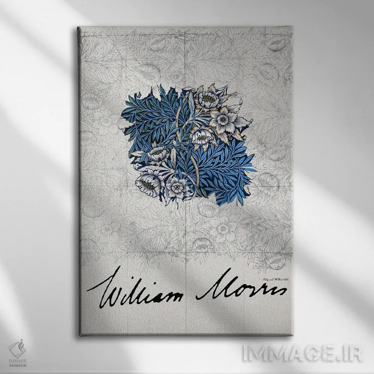 تابلو مینیمال لاله و بید اثر ویلیام موریس - نمای روبهرو روی دیوار