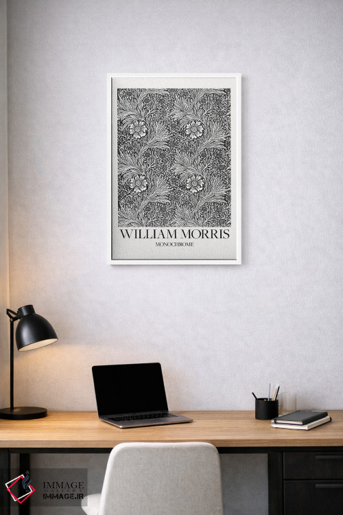 تابلو مینیمال باغ بابونه تک رنگ اثر ویلیام موریس - D1W