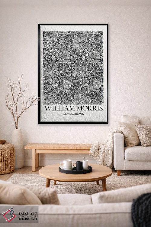 تابلو مینیمال باغ بابونه تک رنگ اثر ویلیام موریس - D2B